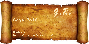 Goga Rolf névjegykártya